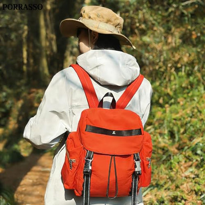 Casual Backpack Women Men Daypack Lightweight Rucksack Waterproof Backpack for Hiking Travel Daily Use Orange Red - color: Orange Red