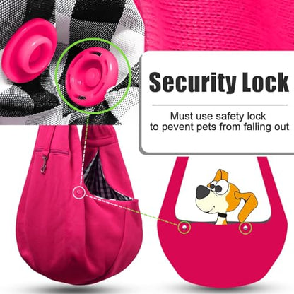 TOMKAS Dog Sling Carrier for Small Dogs Puppy Carrier for Small Dogs (Rose red, Adjustable Strap for 3-10 lbs & Zipper Pocket) - color: Rosered