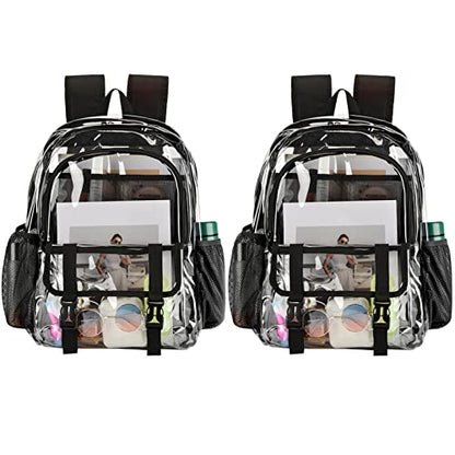 Clear Backpack, Large Clear Bag Stadium Approved Heavy Duty PVC Transparent See Through Backpacks for College,Stadium,Work,Security,Festival - color: Black-2pack