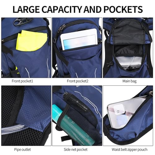 18L Hydration Backpack, Lightweight Breathable Hiking Backpack with Reflective Strips, for Riding Camping Running Commuting - color: Dark Blue