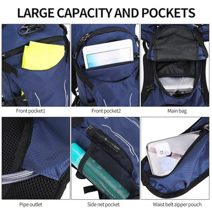 18L Hydration Backpack, Lightweight Breathable Hiking Backpack with Reflective Strips, for Riding Camping Running Commuting - color: Dark Blue