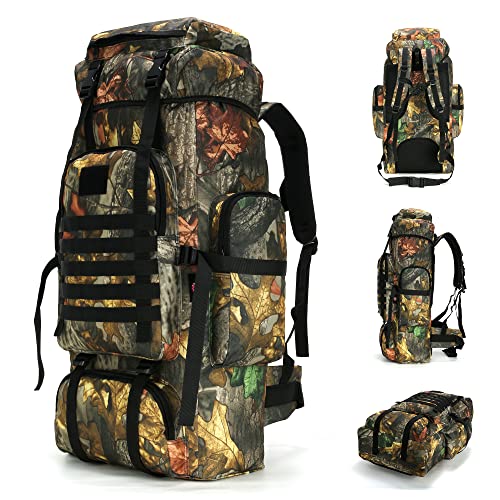King'sGuard 70L Camping Hiking Backpack for Men Women Large Military Tactical Backpack Molle Rucksack Backpack for Outdoor - color: Mapleleaf Camo
