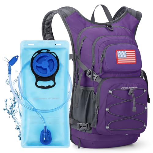 Maelstrom Hydration Hiking Backpack with 2L/3L Water Bladder, High Flow Bite Valve Water Backpack for Men Women Lightweight Insulation for Hiking, Cycling, Running, Climbing, Camping - color: 5.Purple, size: 3L Bladder
