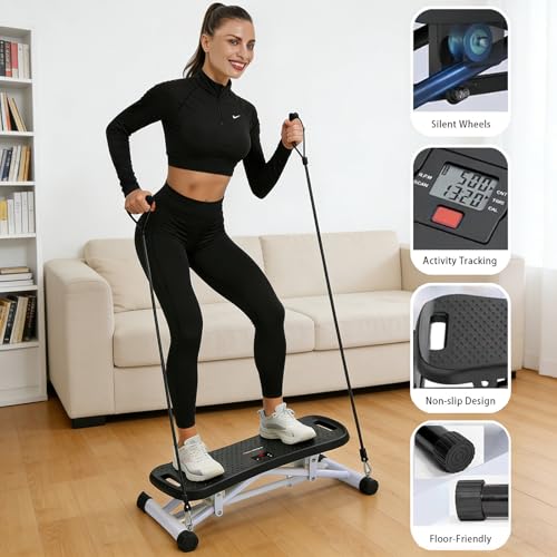 Rock Stepper Side To Side Balance Boards For Adults Includes Lcd Display & Resistance Bands A Low-impact, Compact Stepper Ideal For Targeting The Legs, Glutes, And Abs - color: Black + White