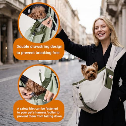 Dog Carrier Sling, Dog Carriers for Small Dogs Up to 20lbs,Army-Green - color: Army-green