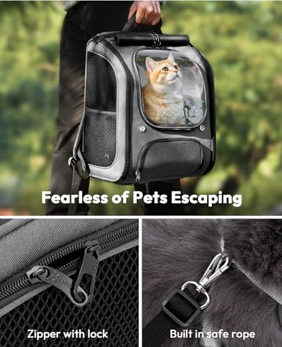 Pecute Cat Backpack Carrier,Large Space Cat Bubble Backpack,Ergonomic,Gray - color: Gray, size: 12.6"L x 10.2"W x 16.5"H