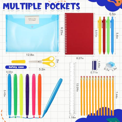 Amylove 29 Pcs Clear Backpacks with Study Supplies, 16in Transparent PVC Bag for Elementary, Intermediate, or High School, Stadium Approved See Through Bookbag to Study Supplies for Students - size: 16in