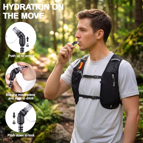 KUYOU Running Vest for Women & Men, Lightweight Hydration Backpack with 2L Water Bladder, Water Backpack for Trail Running, Hiking, Cycling & Marathon - color: Black