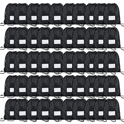 CODOBON 50 Pack Drawstring Bags,Bulk Draw String Backpack, DIY Gym Sports Cinch Bag Sackpack for Women Men, Black - color: Black