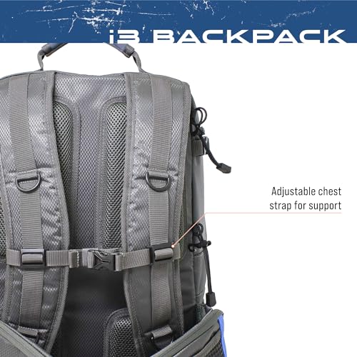 FROGG TOGGS i3 Fishing Backpack, Tackle Storage, Includes 3-3600 Bait Trays, Blue, OS - color: Blue