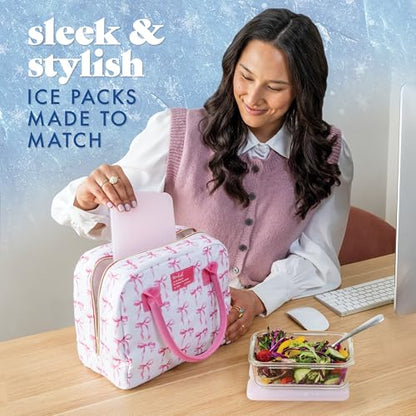 Cool Coolers by Fit & Fresh 4 Pack XL Slim Ice Packs, Quick Freeze Space Saving Reusable Ice Packs for Lunch Boxes or Coolers - color: Light Pink (4 Pack)