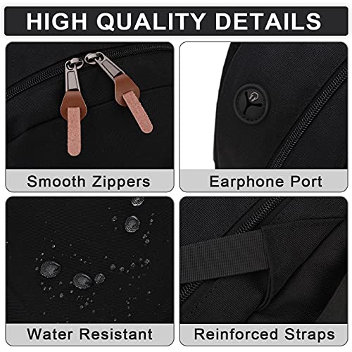 RAVUO School Backpack for Men Women, Water Resistant 15.6 inch Laptop Bag College Bookbag Casual Daypack Travel Rucksack - color: Black