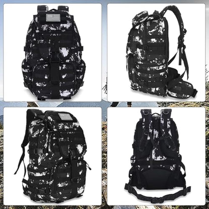 50L Military Tactical Backpack 3 Day Assault Pack Molle Daypack Hiking Backpack for Men and Women - color: Black-white Lightning