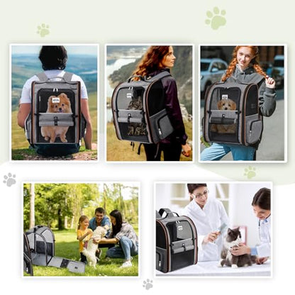 Extra Large Cat Backpack Carrier Expandable Pet Carrier Backpack for Small/Medium Dogs and Medium/Large Cats, Grey - color: Grey