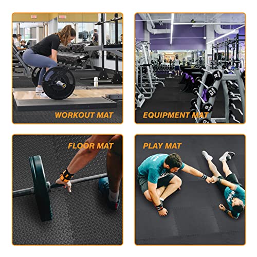 TCE AUPM001BK Interlocking Foam Mat Protective Exercise Workout Puzzle Floor Mat Tiles for Home Gym Equipment - 6 Pieces, 24 Square feet, Black - color: Black