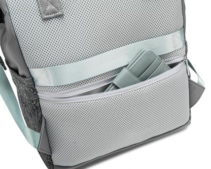 Kinmac Wide Open Style Laptop Backpack for Laptop Up to 15.6 Inch Men Women Travel Outdoor Backpack (Paisley Grey PU) - color: Paisley Grey Pu