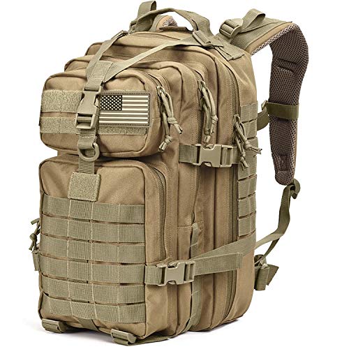 Tru Salute 45L Military Tactical Backpack Large Army 3 Day Assault Pack Molle Bug out Bag Rucksack (Tan) - color: Tan