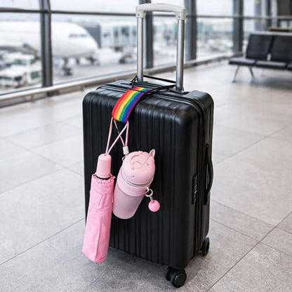 4 Pack Strong Adjustable Luggage Connector Straps, 11''-18" Rainbow Flexible Suitcase Accessories Elastic Fastening Multi-Functional Travel Packing for Securing Stacking Bag, Backpacks (Rainbow+Black)