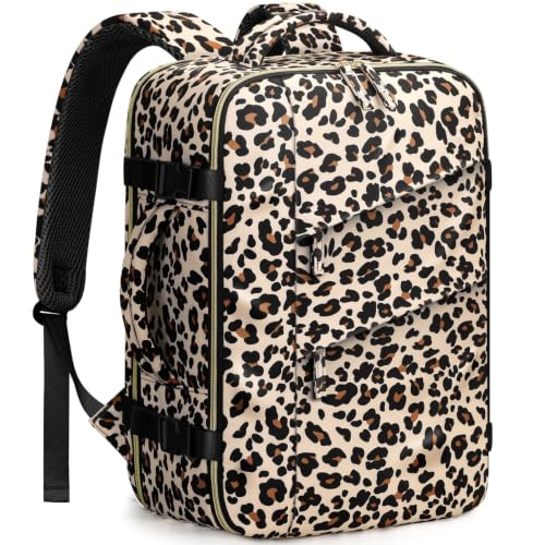Capolo Travel Backpack for Women Men Flight Approved Laptop Backpack Waterproof Personal Item Backpack Overnight Weekender Travel Bag for Traveling, Business, Work Fits 15.6 '' Laptop(Leopard,Small) - color: Leopard, size: Small