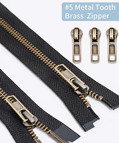 Zipper Repair Kit (52 Pcs), Universal #5 Zipper Replacement Slider Kit, Zipper Pull Replacement, Zippers Fix Repair Kit for Jackets, Coats, Boot, Backpack, Hoodie, Metal, Plastic & Nylon Coil Zippers