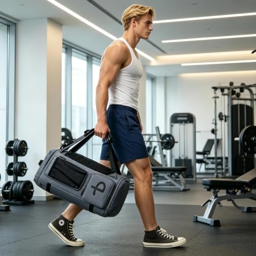 BE SMART 50L Extra Large Gym Backpack for Men, Big Gym Bag with Shoes Compartment, Waterproof Heavy Duty Duffel Bags (Dark Grey, Large-40L) - color: Dark Grey, size: Large-40L