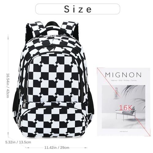 abshoo Checkered Kids School Backpack For Girls Boys Bookbag Kindergarten Elementary School Bags (Blocks Black) - color: Blocks Black
