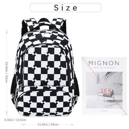 abshoo Checkered Kids School Backpack For Girls Boys Bookbag Kindergarten Elementary School Bags (Blocks Black) - color: Blocks Black