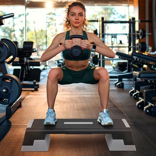 MADOG Aerobics Stepper Platform with 4/6/8 inch Height Stackable Risers - color: Black/Gray, size: 38-Inch