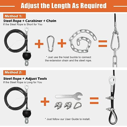 SERTT Home Gym Pulley System - Tricep Workout, Lat Pulldown, Biceps Curl, Triceps, Shoulders, Back, Forearm, Weight Cable for Squat Rack, Garage - color: Red