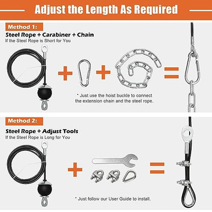 SERTT Home Gym Pulley System - Tricep Workout, Lat Pulldown, Biceps Curl, Triceps, Shoulders, Back, Forearm, Weight Cable for Squat Rack, Garage - color: Red