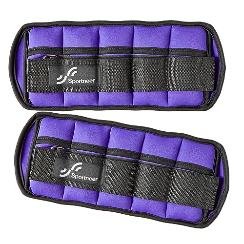 Sportneer Adjustable Ankle Weights for Women and Men 7 lbs/Pair Adjustable Leg Weights with Secure Straps, Strength Training Weighted for Yoga, Walking, Running, Aerobics, Gym, Physical Therapy - color: Purple
