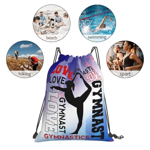 Gymnastics Drawstring Backpack Light Gym String Bag Pink Water Resistant Sackpack Sport Yoga Daypack For Womens Mens - color: Gymnastics10