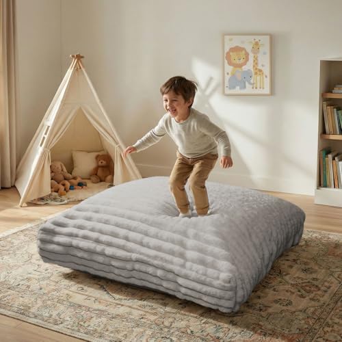 Matini Home Crash Pad - Sensory Pad with Cover Foam Blocks for Kids and Adults, Ideal Gymnastics Equipment to Jump, Play or Relax - Light Gray 36" X 36" - color: Light Gray, size: 36" X 36"