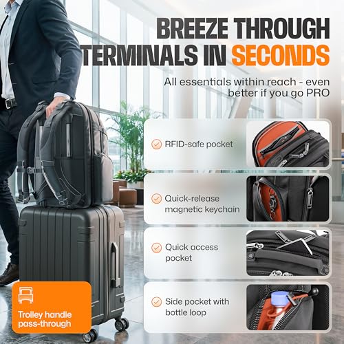 EVERKI Business 120 Pro 2 Laptop Backpack 40L W/Rain Cover Mesh Accessories Pouch & Quick Release Magnetic Keychain-2 Travel Laptop Compartments Fit Up To 18.4"RFID Pocket Patented Corner Protection - style: Business 120 Pro
