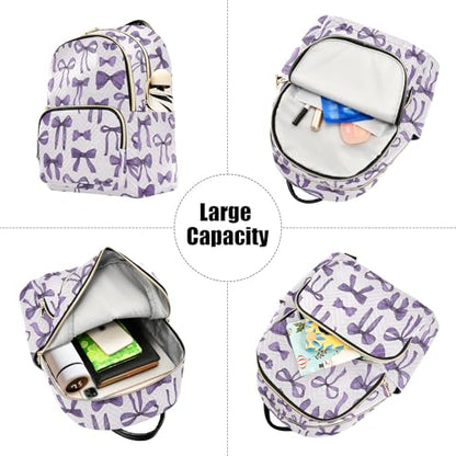 Beautiful Purple Bow Backpack Purse for Women Shoulder Bag Fashion Daypack Ladies Handbag Lightweight Travel Bag Rucksack - color: Beautiful Purple Bow, size: Medium
