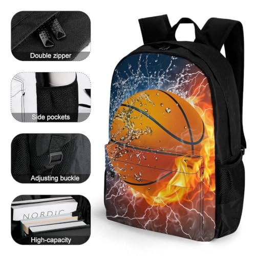 Basketball Backpack, Durable Polyester Daypack with Laptop Compartment, Reinforced Bottom, Adjustable Shoulder Straps And Multi Pockets for Travel And Daily Use - color: Basketball