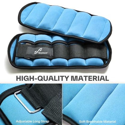 Sportneer Adjustable Ankle Weights for Women and Men 7 lbs/Pair Adjustable Leg Weights with Secure Straps, Strength Training Weighted for Yoga, Walking, Running, Aerobics, Gym, Physical Therapy - color: Blue