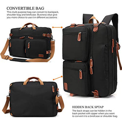 CoolBELL Convertible Backpack Messenger Shoulder Bag Laptop Case Handbag Business Briefcase Multi-Functional Travel Rucksack Fits 17.3 Inch Laptop for Men/Women (Black) - color: Black, size: 17.3 Inches