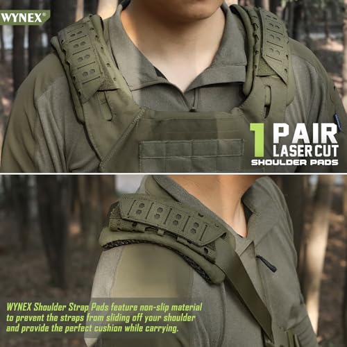 WYNEX Shoulder Strap Pad for Vest Carrier, 2 Pack Tactical Plate Shoulder Pads Strap Cushion Vest Accessories Shoulder Pads Soft Mesh Pads with Tactical Gear for Men - color: Army Green