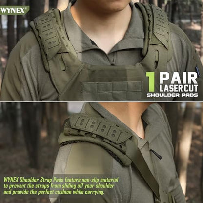 WYNEX Shoulder Strap Pad for Vest Carrier, 2 Pack Tactical Plate Shoulder Pads Strap Cushion Vest Accessories Shoulder Pads Soft Mesh Pads with Tactical Gear for Men - color: Army Green