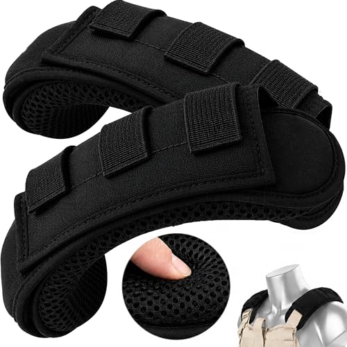 1 Pair Tactical Backpack Shoulder Pads, Thick Shoulder Cushion for Heavy Backpacks Plate Carrier & Rucksack, Fits Straps Up to 2.5", Breathable 3D Mesh, Hook & Loop Fastener, Rucking Hiking & Military - color: Black