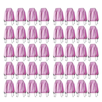 Drawstring Backpack Bulk 40Pcs Draw String Backpack Bags DIY Gym Sports Traveling Yoga Cinch Bag Sackpack Drawstring (pink) - color: Pink