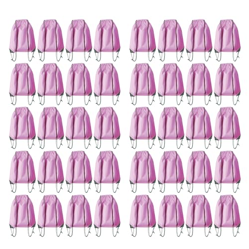 Drawstring Backpack Bulk 40Pcs Draw String Backpack Bags DIY Gym Sports Traveling Yoga Cinch Bag Sackpack Drawstring (pink) - color: Pink