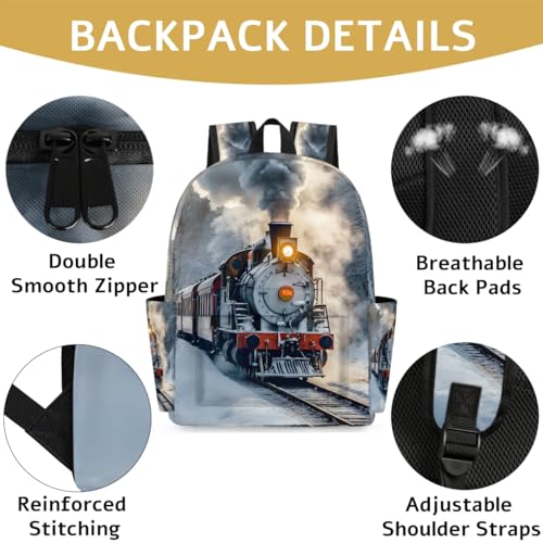 Locomotive Train Kids Backpack for Boys Girls Winter Transport Preschool Toddler Backpack Kindergarten Nursery Bookbag Travel Children School Bag - color: Locomotive