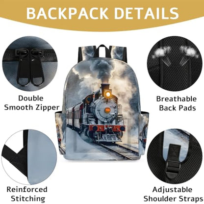 Locomotive Train Kids Backpack for Boys Girls Winter Transport Preschool Toddler Backpack Kindergarten Nursery Bookbag Travel Children School Bag - color: Locomotive