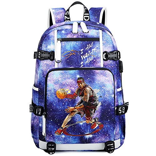 Basketball Player 3 Multifunction Backpack Travel Laptop Fans bag For Men Women - color: Starry Sky - 1