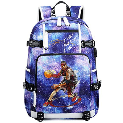 Basketball Player 3 Multifunction Backpack Travel Laptop Fans bag For Men Women - color: Starry Sky - 1