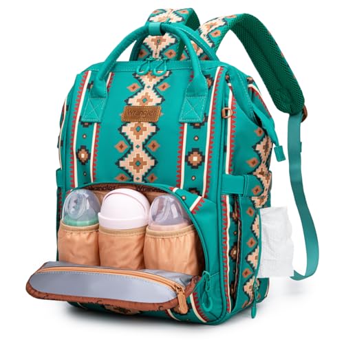 Montana West Wrangler Diaper Bag Backpack Aztec Callie Bag Travel Backpack Purses Western Multi-Function Baby Bags for Mom - color: Green