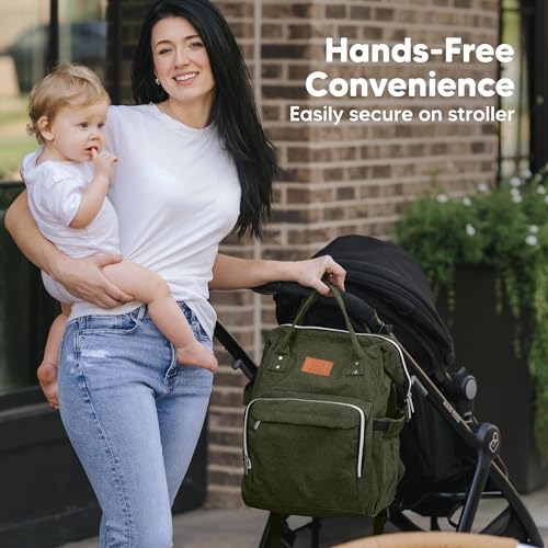 KeaBabies Baby Diaper Bag Backpack - Large Baby Bag for Boys, Girls, Waterproof Multi Function Travel Diaper Backpack with Changing Pad, Durable Travel Essentials for Moms and Dads (Dark Olive) - color: Dark Olive