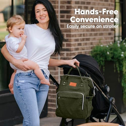 KeaBabies Baby Diaper Bag Backpack - Large Baby Bag for Boys, Girls, Waterproof Multi Function Travel Diaper Backpack with Changing Pad, Durable Travel Essentials for Moms and Dads (Dark Olive) - color: Dark Olive